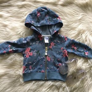 Carters Blue Floral Zip Up Hoodie